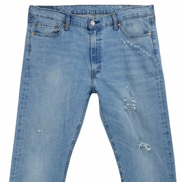 Levi’s 513 Slim Straight Distressed Light Wash Jeans - Picture 4 of 16